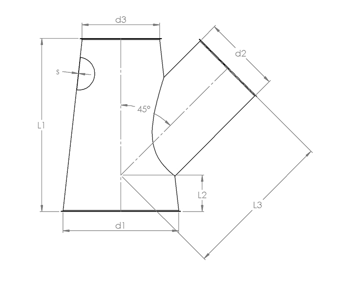 45° Abzweigrohr konisch